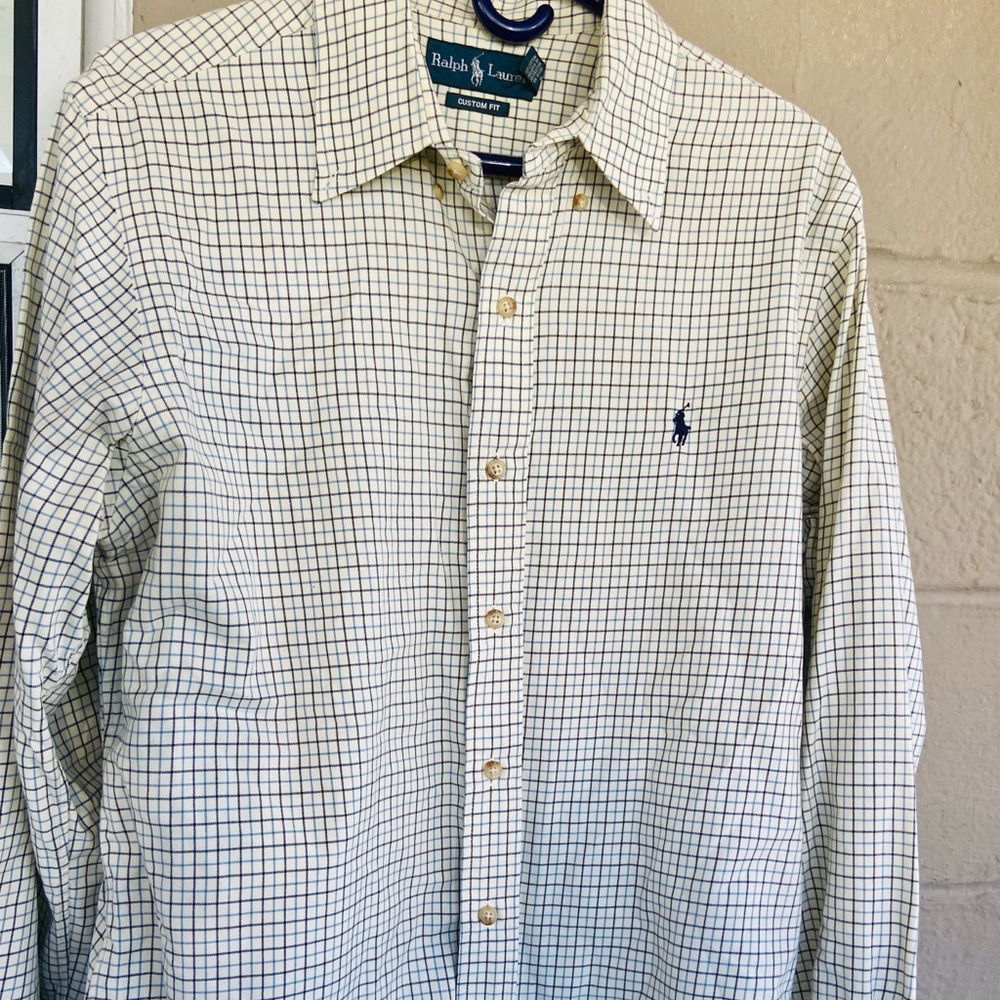 Polo Ralph Lauren Men Sz L Custom Fit Dress Shirt